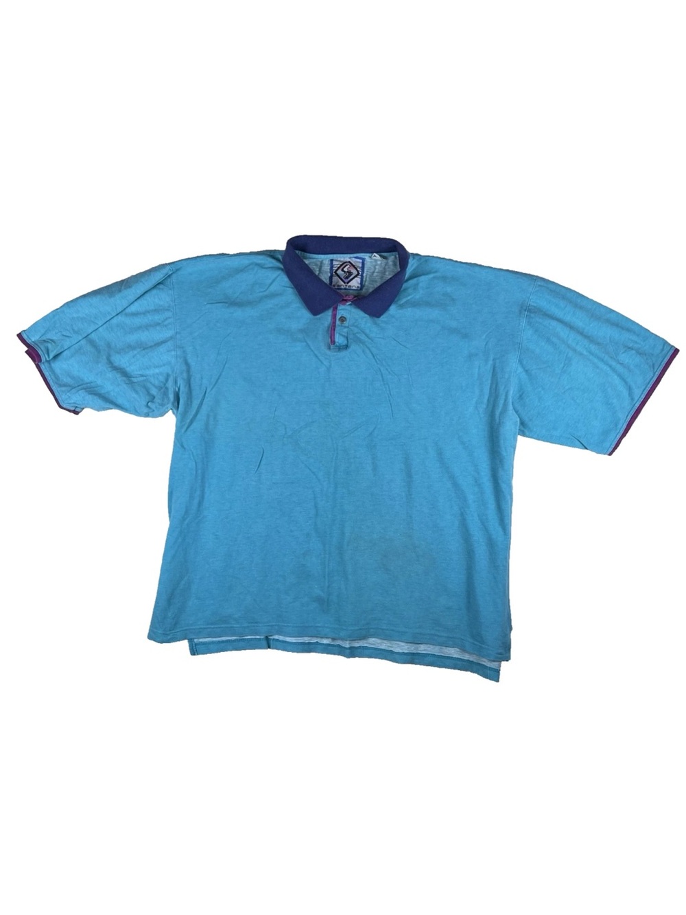Vintage 90s Santana Mens Large Egypt Polo Shirt Terry Cotton Blue Green Towel